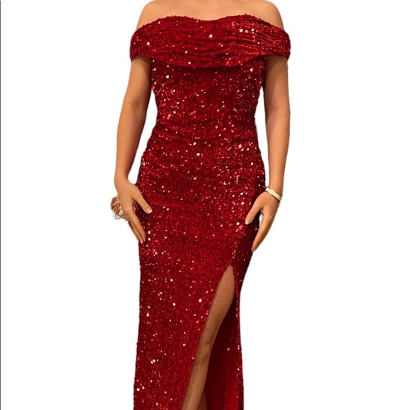 NWOT  Beautiful Maxi red shine dress - Picture 4 of 12